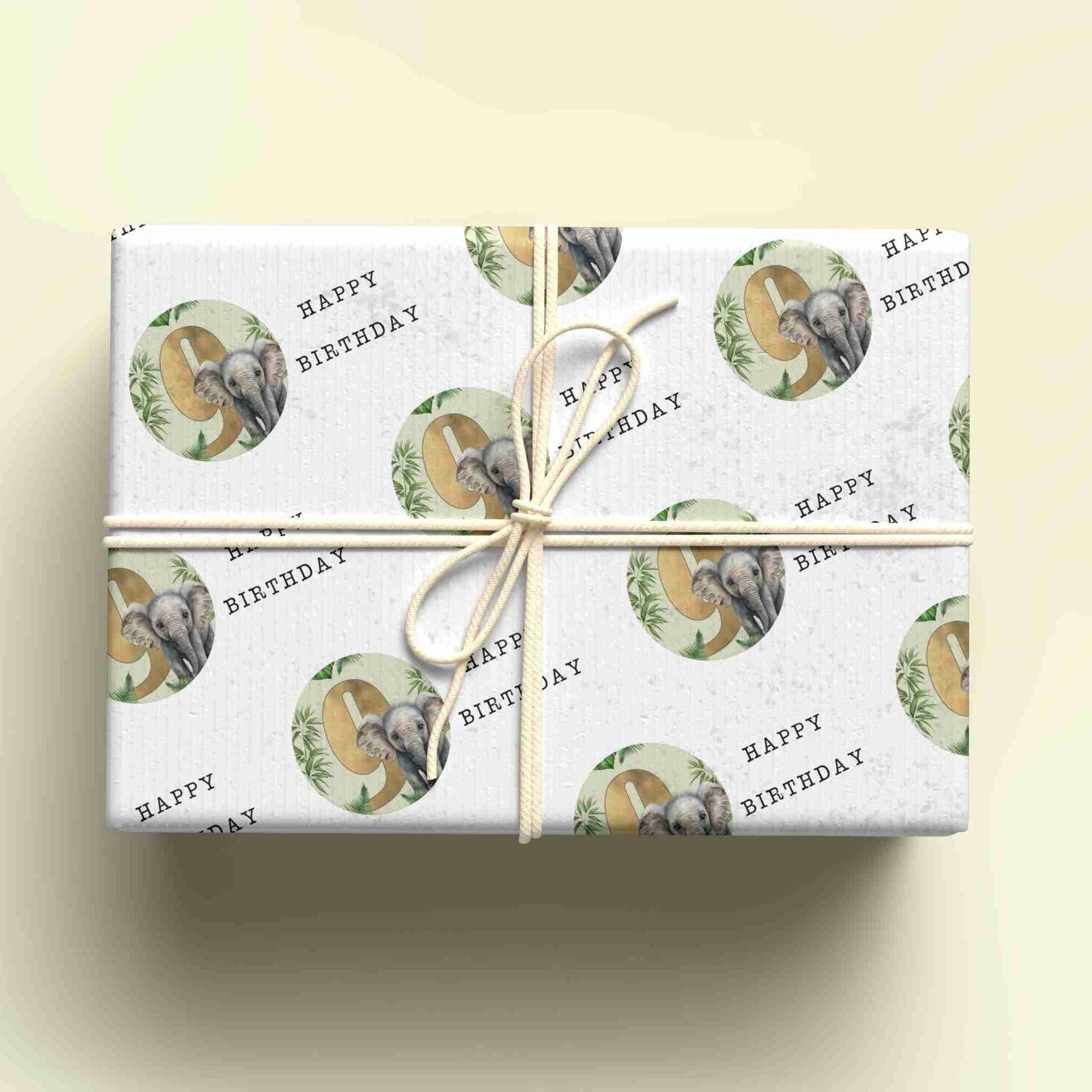 Personalised Elephant Wrapping Paper for Ages 1-9 - Custom Birthday Gift Wrap