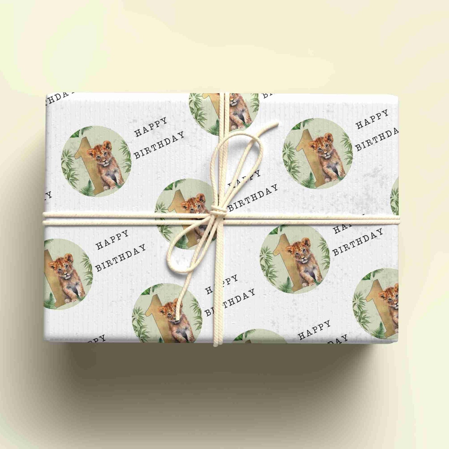 Personalised Lion Cub Wrapping Paper for Ages 1-9 - Custom Birthday Gift Wrap