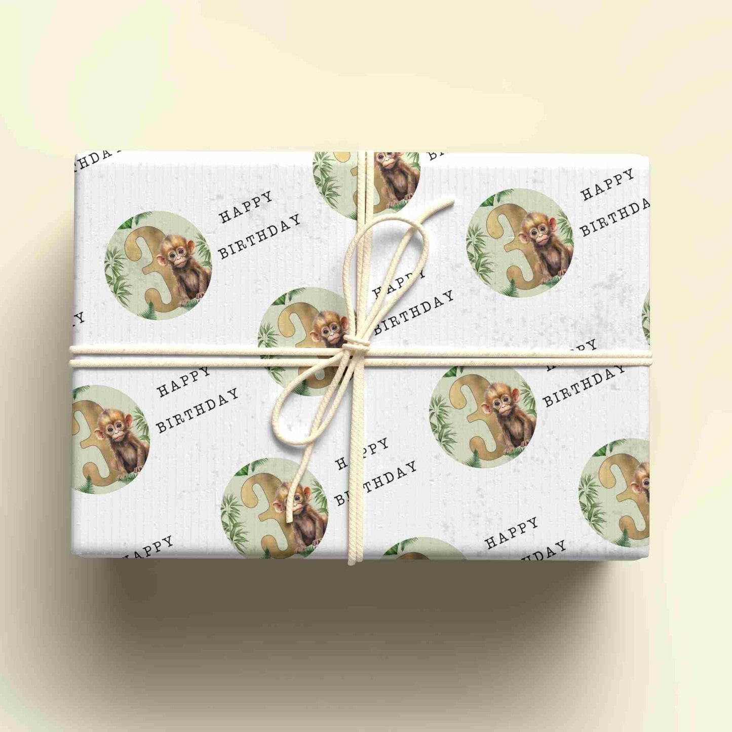 Personalised Monkey Wrapping Paper for Ages 1-9 - Custom Birthday Gift Wrap