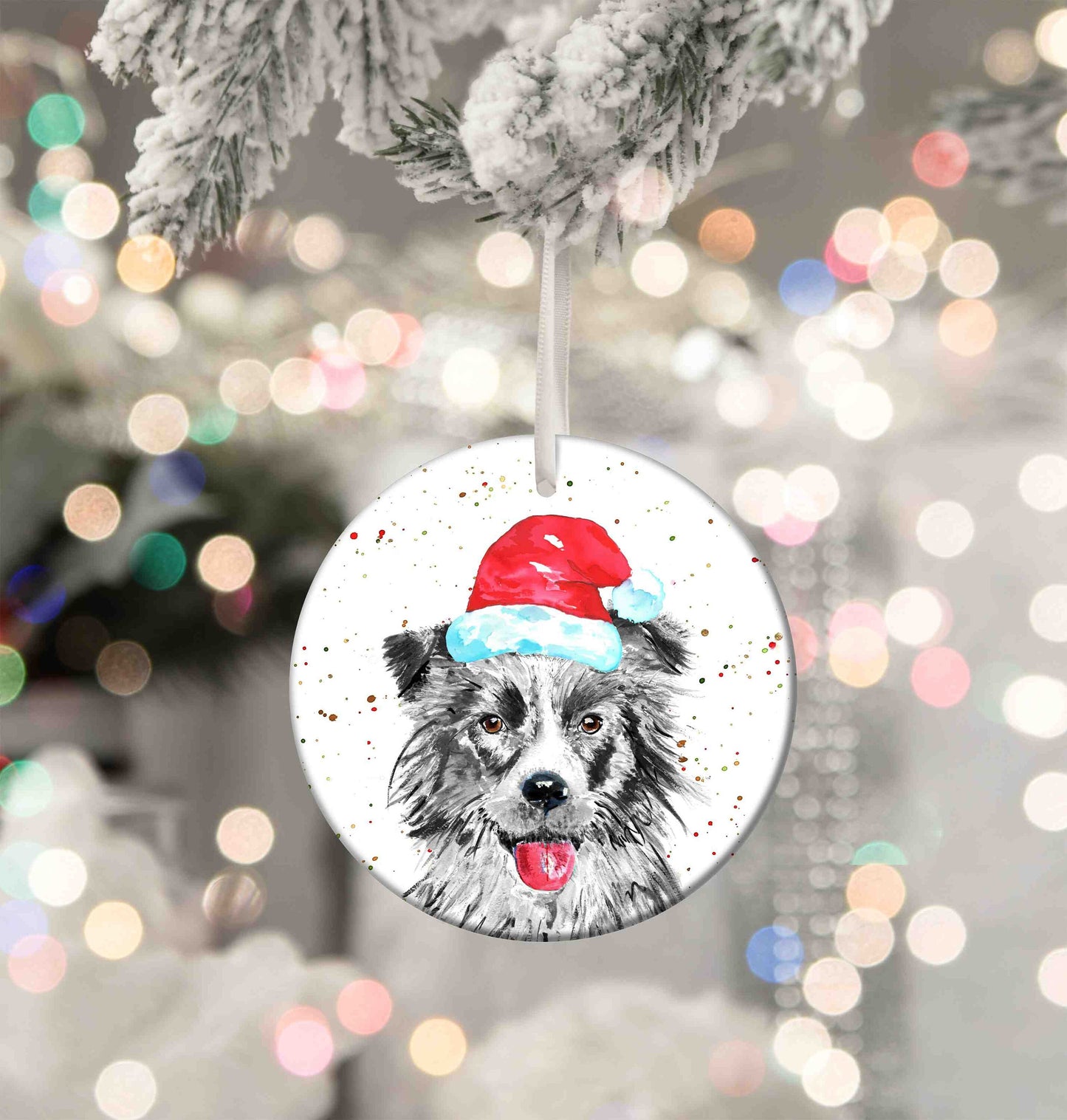 Personalised Christmas Collie Dog Aluminium Christmas Baubles - 76mm Size, Lightweight Keepsake Decoration