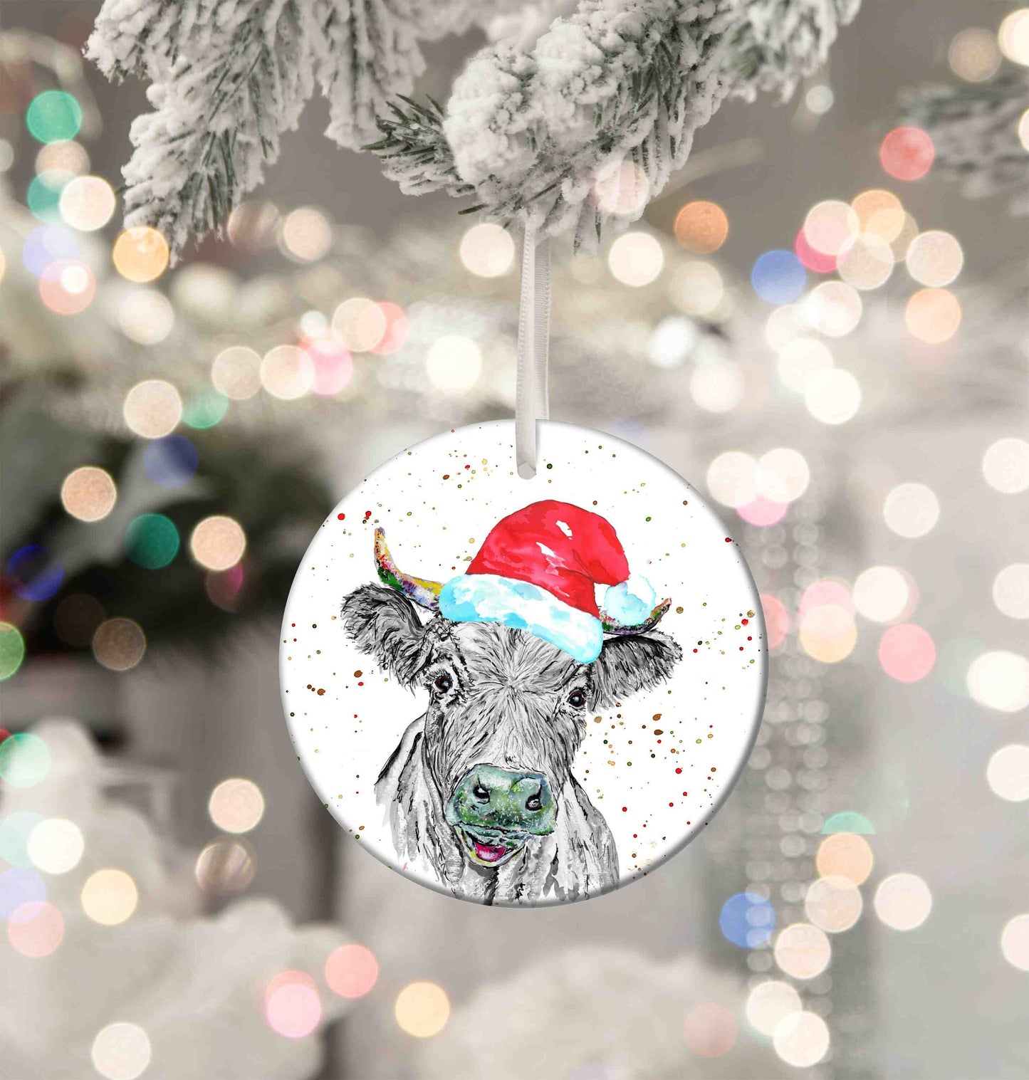 Personalised Christmas Cow Aluminium Christmas Baubles - 76mm Size, Lightweight Keepsake Decoration