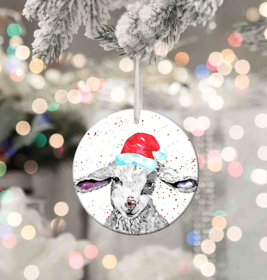 Personalised Christmas Lamb  Aluminium Christmas Baubles - 76mm Size, Lightweight Keepsake Decoration