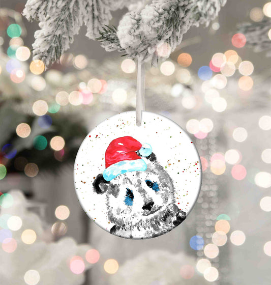 Personalised Christmas Panda Aluminium Christmas Baubles - 76mm Size, Lightweight Keepsake Decoration