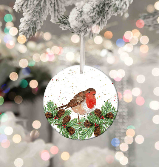 Personalised Christmas Robin Aluminium Christmas Baubles - 76mm Size, Lightweight Keepsake Decoration