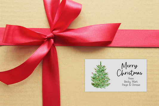 Personalised Christmas Tree Stickers for Cards & Gifts | Custom Holiday Stickers | Festive Labels