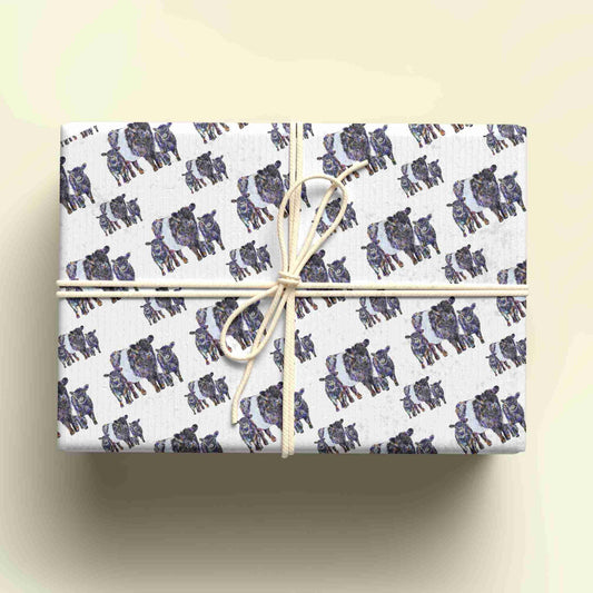 Belted Galloway Cow Wrapping Paper, Personalised Gift Wrap