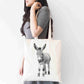 Personalised Donkey Tote Bag, Custom Name Shopping Bag,  Eco-Friendly Reusable Bag, School Bag