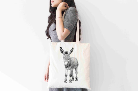 Personalised Donkey Tote Bag, Custom Name Shopping Bag,  Eco-Friendly Reusable Bag, School Bag