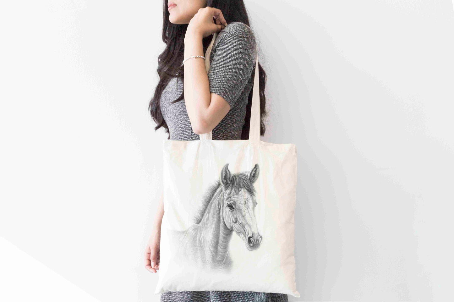 Personalised Foal Tote Bag, Custom Name Shopping Bag,  Eco-Friendly Reusable Bag, School Bag