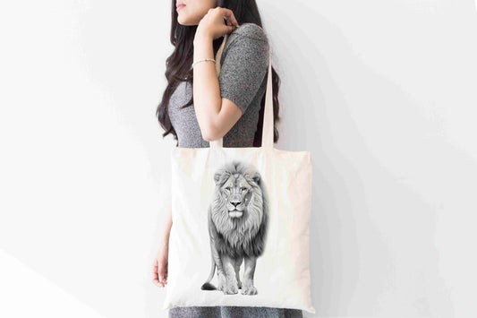 Personalised Lion Tote Bag, Custom Name Shopping Bag,  Eco-Friendly Reusable Bag, School Bag