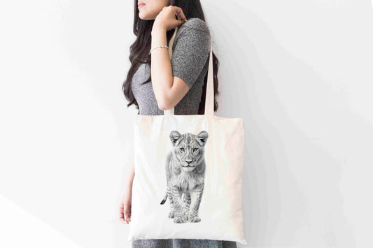 Personalised Lioness Tote Bag, Custom Name Shopping Bag,  Eco-Friendly Reusable Bag, School Bag