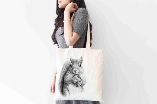 Personalised Squirrel Tote Bag, Custom Name Shopping Bag,  Eco-Friendly Reusable Bag, School Bag