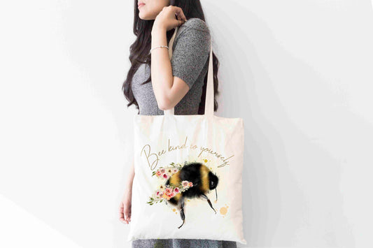 Bee Kind to yourself Positivity Tote Bag, Kindness Shopping Bag,  Eco-Friendly Reusable Bag, School Bag