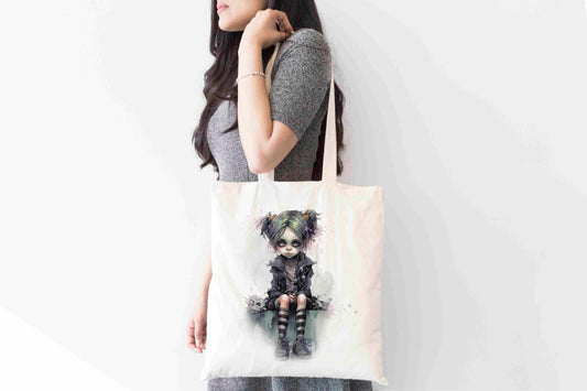 Creepy Zombie Tote Bag, Halloween Themed Shopping Bag,  Eco-Friendly Reusable Bag, School Bag