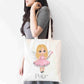 Personalised Fairy Doll Tote Bag, Custom Name Shopping Bag,  Eco-Friendly Reusable Bag, School Bag