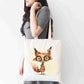 Personalised Quirky Fox Tote Bag, Custom Name Shopping Bag,  Eco-Friendly Reusable Bag, School Bag