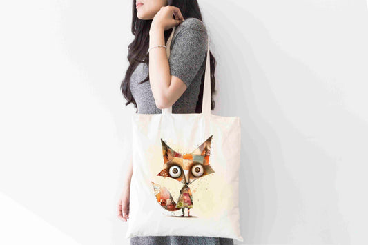 Personalised Quirky Fox Tote Bag, Custom Name Shopping Bag,  Eco-Friendly Reusable Bag, School Bag