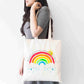 Positivity Rainbow Tote Bag, Custom Named Shopping Bag,  Eco-Friendly Reusable Bag, School Bag