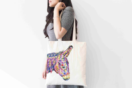 Personalised Donkey Tote Bag, Animal Themed Shopping Bag,  Eco-Friendly Reusable Bag, School Bag