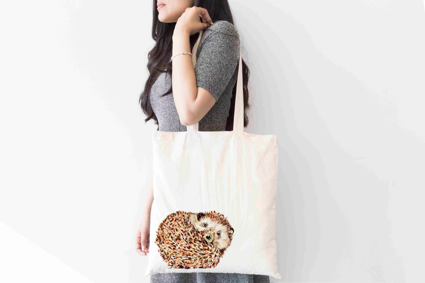 Personalised Hedgehog Tote Bag, Animal Themed Shopping Bag,  Eco-Friendly Reusable Bag, School Bag