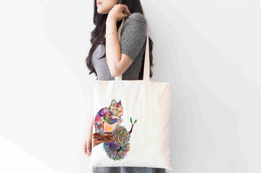 Personalised Squirrel Tote Bag, Animal Themed Shopping Bag,  Eco-Friendly Reusable Bag, School Bag