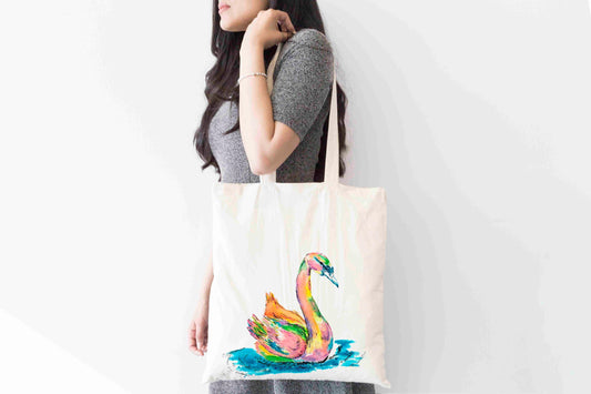 Personalised Swan Tote Bag, Animal Themed Shopping Bag,  Eco-Friendly Reusable Bag, School Bag