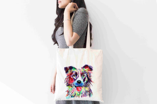 Personalised Tote Bag, Collie Dog Tote Bag, Collie Dog Gift, Reusable Bag