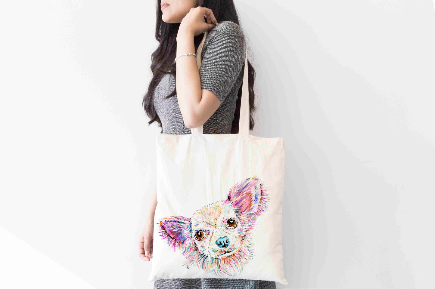 Personalised Chihuahua Tote Bag, Dog Breed Shopping Bag,  Eco-Friendly Reusable Bag, School Bag