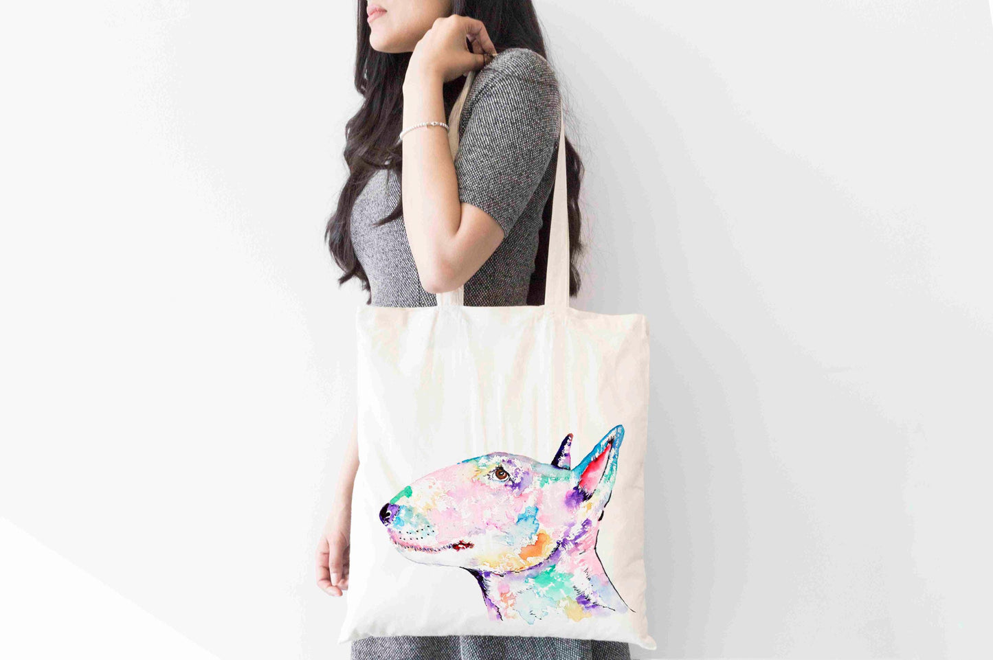 Personalised English Bull Terrier Tote Bag, Dog Breed Shopping Bag,  Eco-Friendly Reusable Bag, School Bag