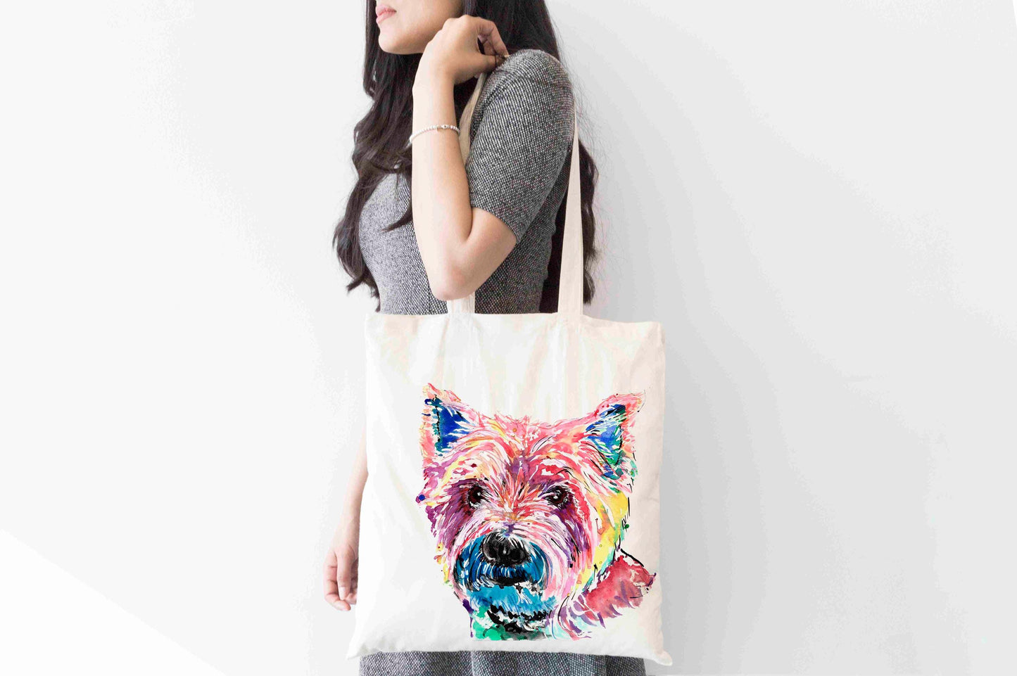 Personalised Westie Dog Tote Bag, Dog Breed Shopping Bag,  Eco-Friendly Reusable Bag, School Bag