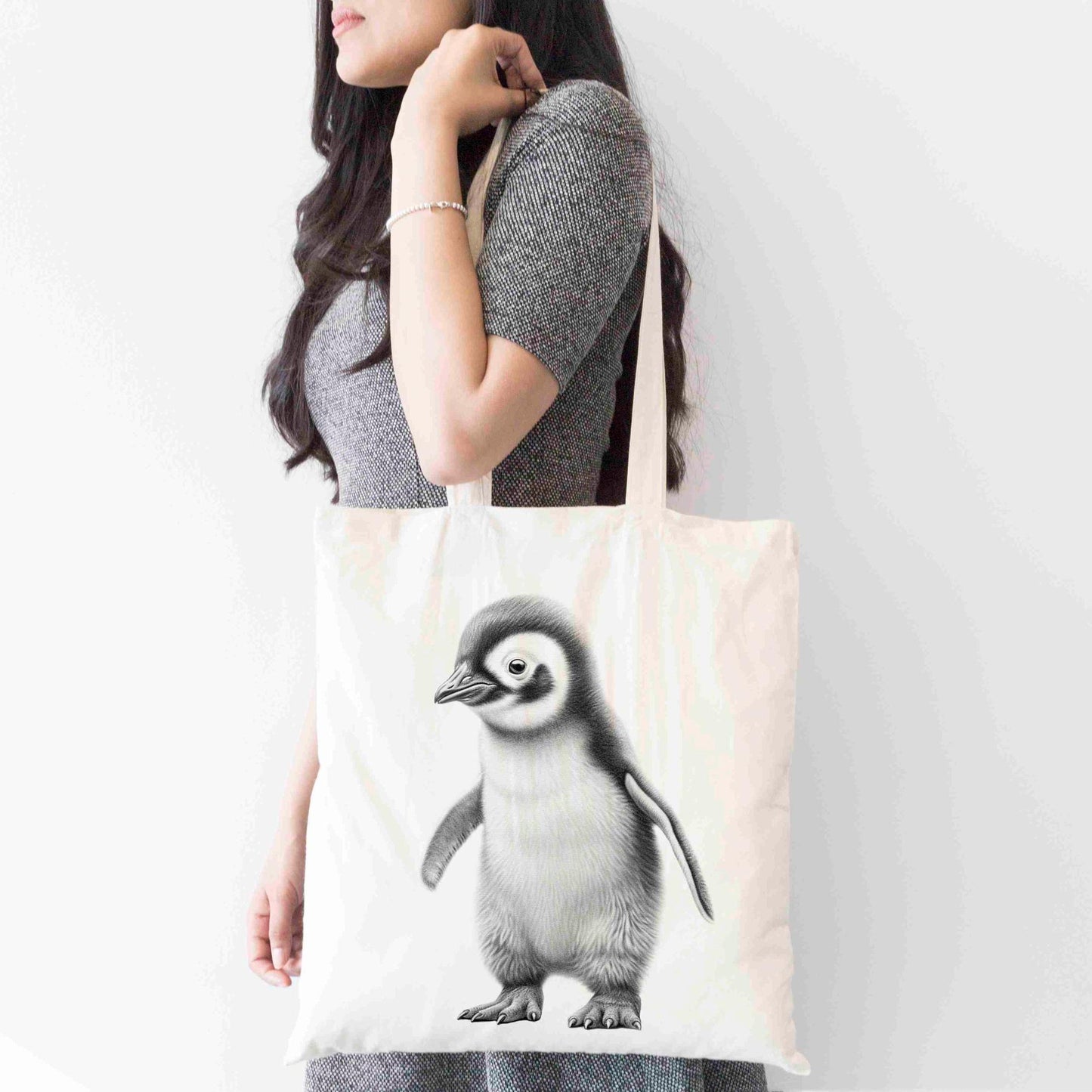 Personalised Penguin Tote Bag, Custom Name Shopping Bag,  Eco-Friendly Reusable Bag, School Bag