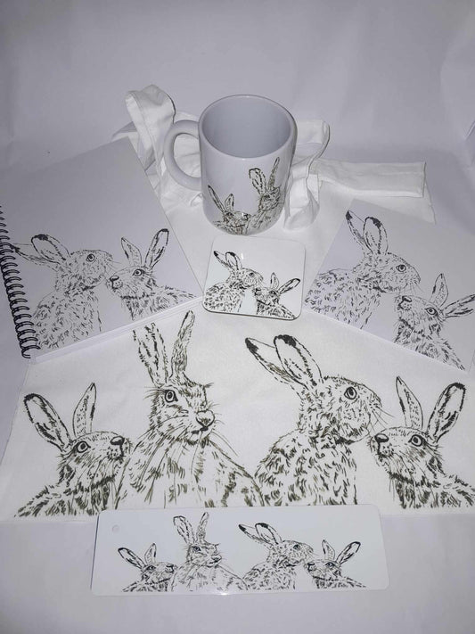 Hare Theme Goodie Bag Gift Set - Tote Bag, Notebook, Mug, Coaster, Card & Bookmark - Perfect Gift for Any Occasion