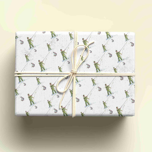 Personalised Fishing Themed Birthday Wrapping Paper, Gift Wrap