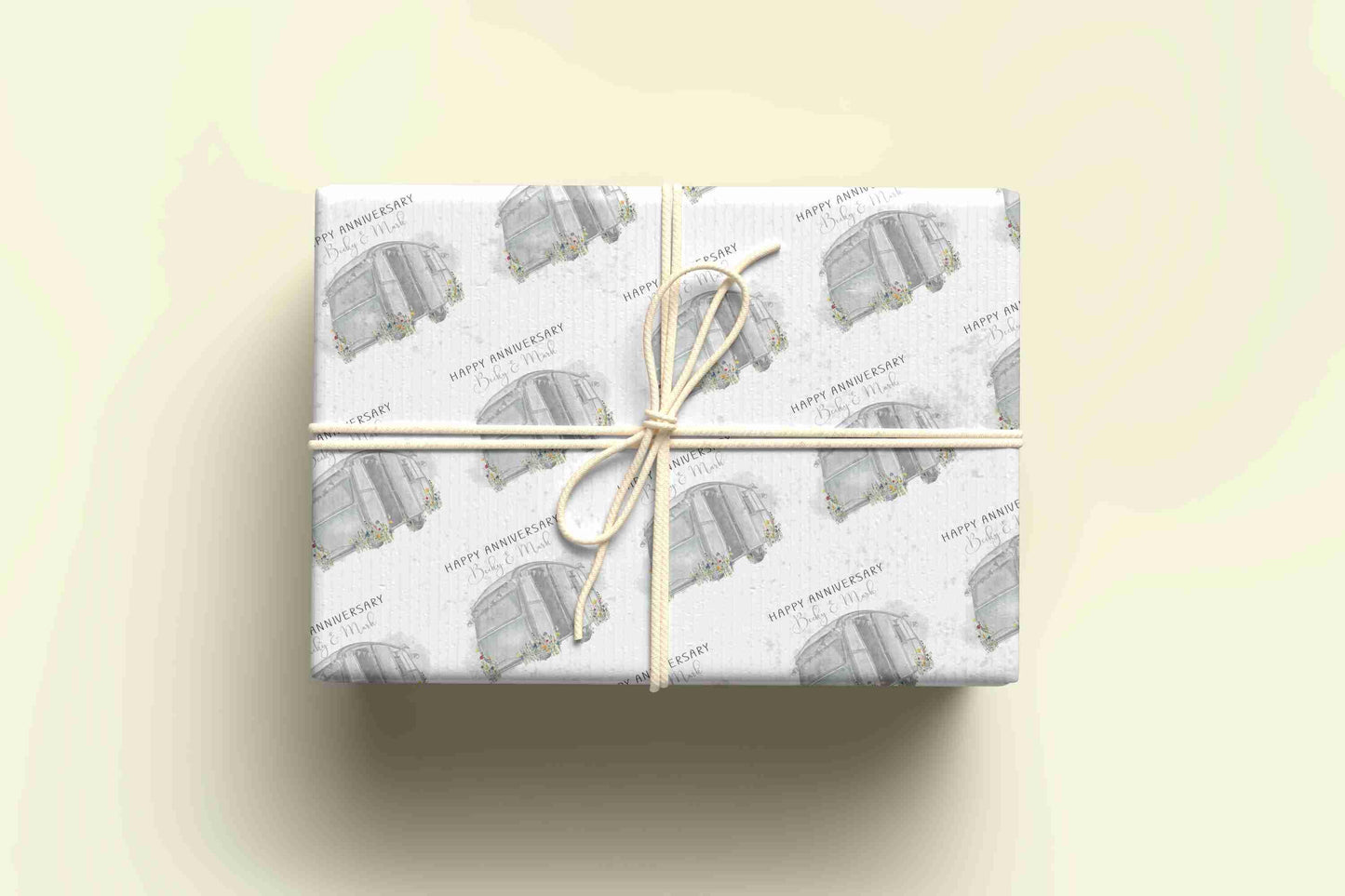 Personalised Caravan, Anniversary Wrapping Paper, Gift Wrap