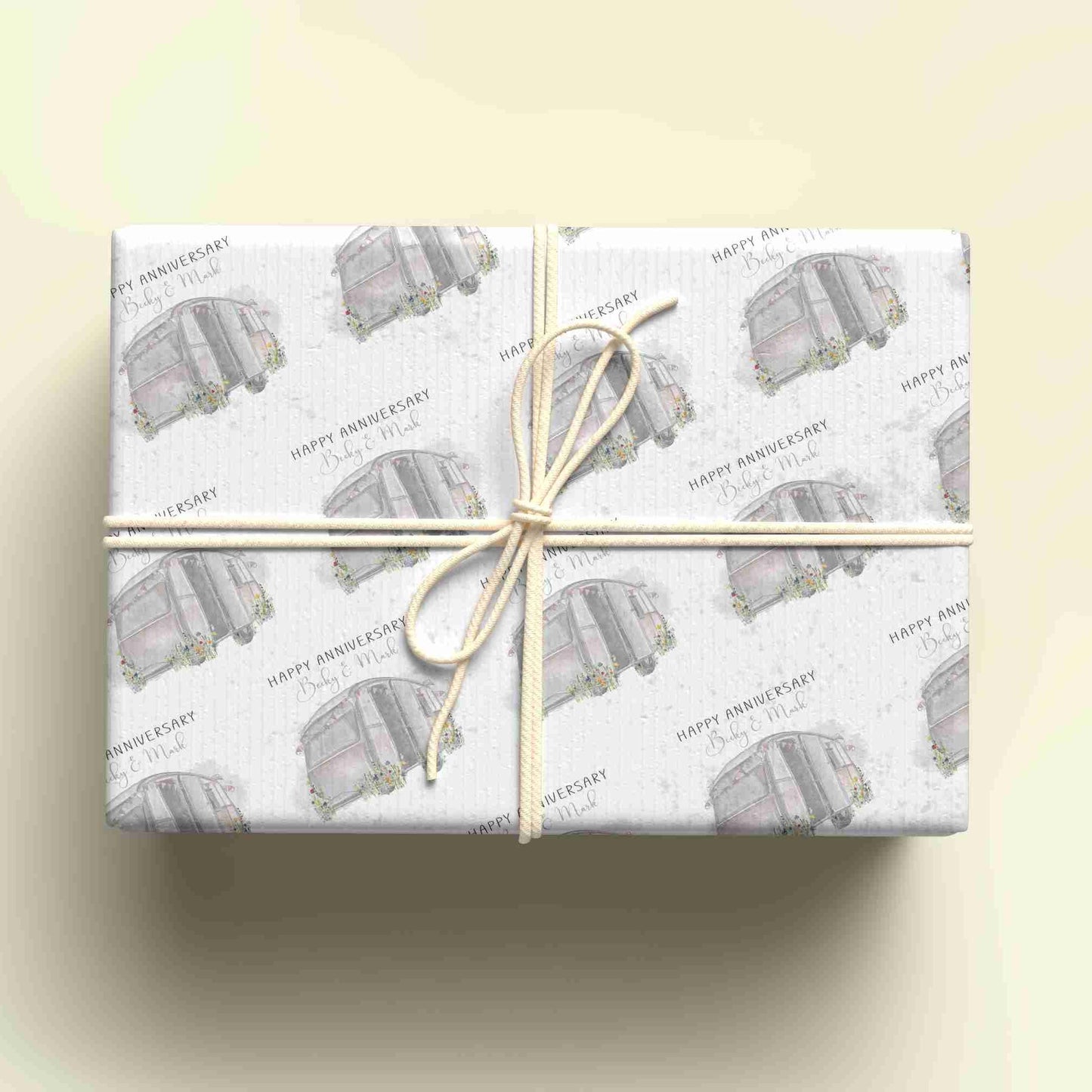 Personalised Caravan, Anniversary Wrapping Paper, Gift Wrap