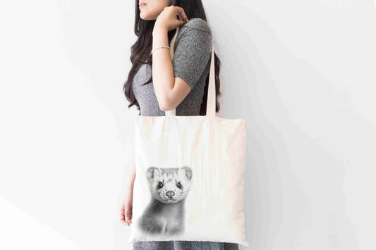 Personalised Ferret Tote Bag, Custom Name Shopping Bag,  Eco-Friendly Reusable Bag, School Bag