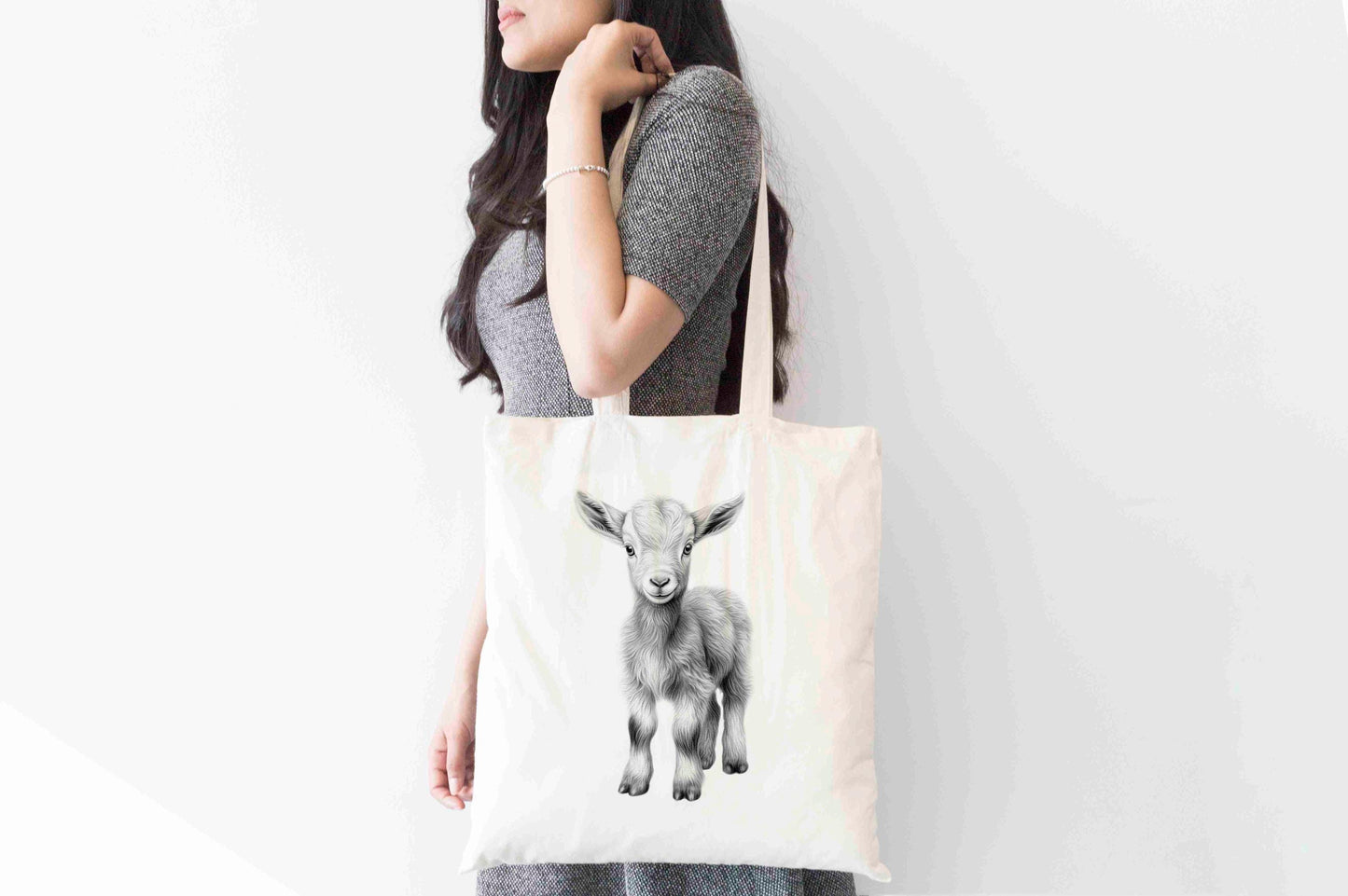 Personalised Goat Tote Bag, Custom Name Shopping Bag,  Eco-Friendly Reusable Bag, School Bag