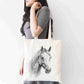 Personalised Horse Tote Bag, Custom Name Shopping Bag,  Eco-Friendly Reusable Bag, School Bag