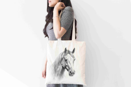 Personalised Horse Tote Bag, Custom Name Shopping Bag,  Eco-Friendly Reusable Bag, School Bag