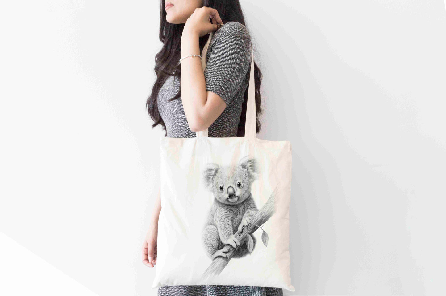 Personalised Koala Bear Tote Bag, Custom Name Shopping Bag,  Eco-Friendly Reusable Bag, School Bag