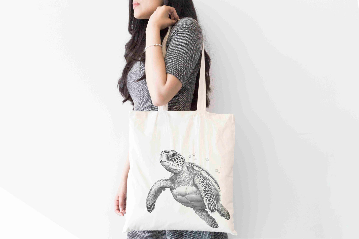 Personalised Sea Turtle Tote Bag, Custom Name Shopping Bag,  Eco-Friendly Reusable Bag, School Bag