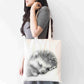 Personalised Sleeping Hedgehog Tote Bag, Custom Name Shopping Bag,  Eco-Friendly Reusable Bag, School Bag