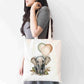 Personalised Elephant Tote Bag, Custom Name Shopping Bag,  Eco-Friendly Reusable Bag, School Bag