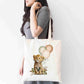 Personalised Lion Cub Tote Bag, Custom Name Shopping Bag,  Eco-Friendly Reusable Bag, School Bag