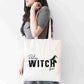 Resting Witch Face Tote Bag, Halloween Themed Shopping Bag,  Eco-Friendly Reusable Bag, School Bag