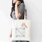 Personalised Sketchy Robin Tote Bag, Custom Name Shopping Bag,  Eco-Friendly Reusable Bag, Work, College Bag