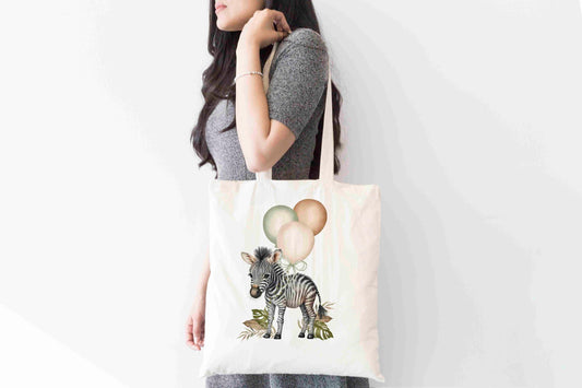 Personalised Zebra Tote Bag, Custom Name Shopping Bag,  Eco-Friendly Reusable Bag, School Bag