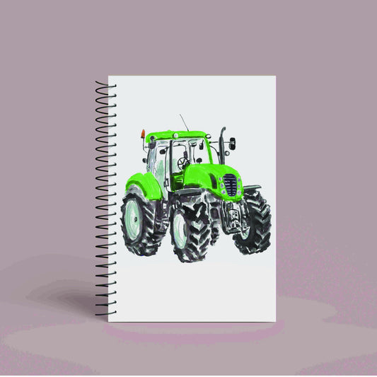 Personalised Custom A5 Green Tractor Farming Themed Notebook | Lined or Plain | Matching Wrapping Paper | 60 Pages | Wire Bound