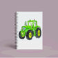 Personalised Custom A5 Green and Yellow Tractor Farming Themed Notebook | Lined or Plain | Matching Wrapping Paper | 60 Pages | Wire Bound