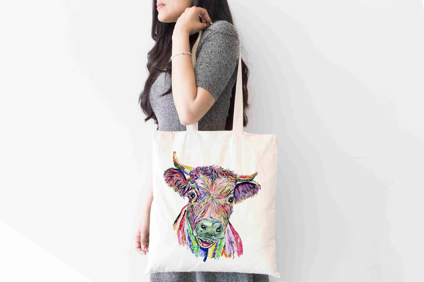 Personalised Dexter Cow Tote Bag, Animal Themed Shopping Bag,  Eco-Friendly Reusable Bag, School Bag